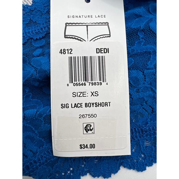 HANKY PANKY SIZE XSMALL LACE SIGNATURE BOY SHORT PANTY SAPPHIRE BLUE NWT - Picture 7 of 10
